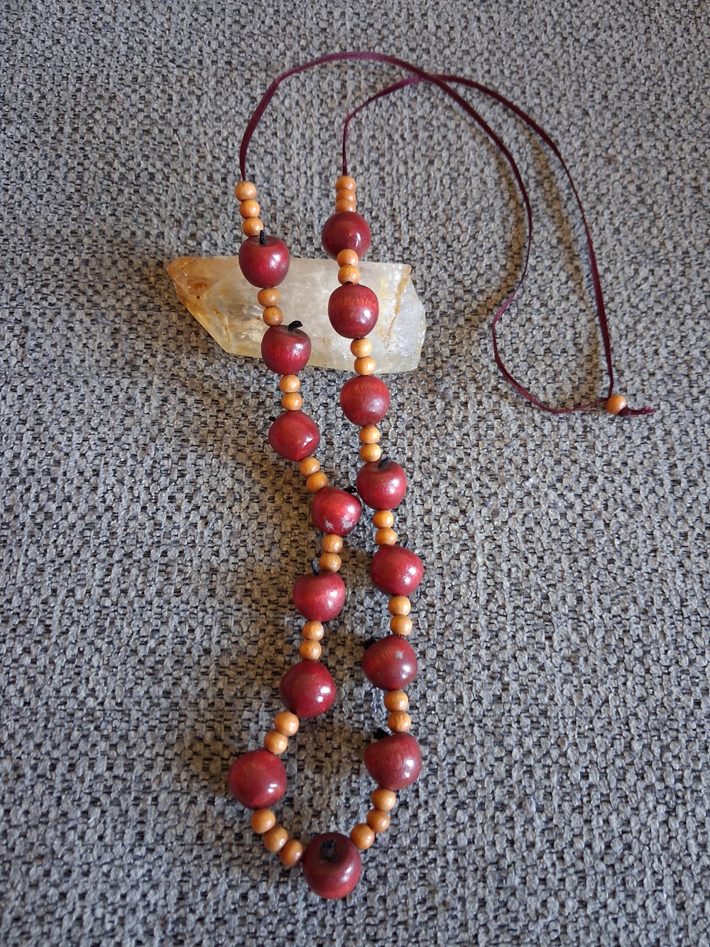 Vintage Wooden Apple Beaded Teacher Necklace